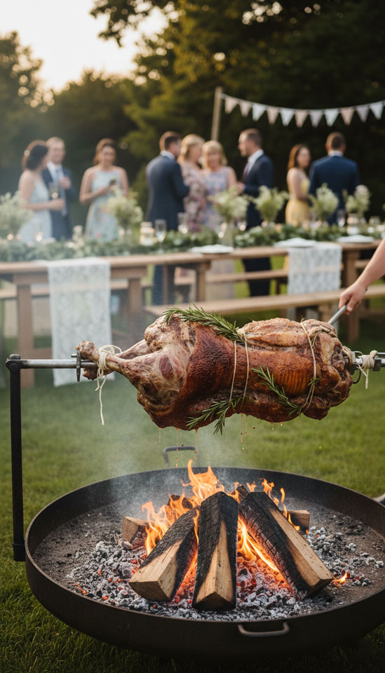 mariage champêtre cuisson à la broche Loches